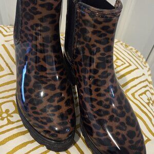 London Fog Leopard Rain Bootie